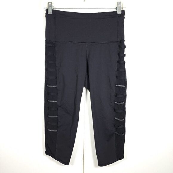 Lululemon Women's Breezy High Rise Size 6 Black Reflective Straps Leggings - Picture 1 of 8
